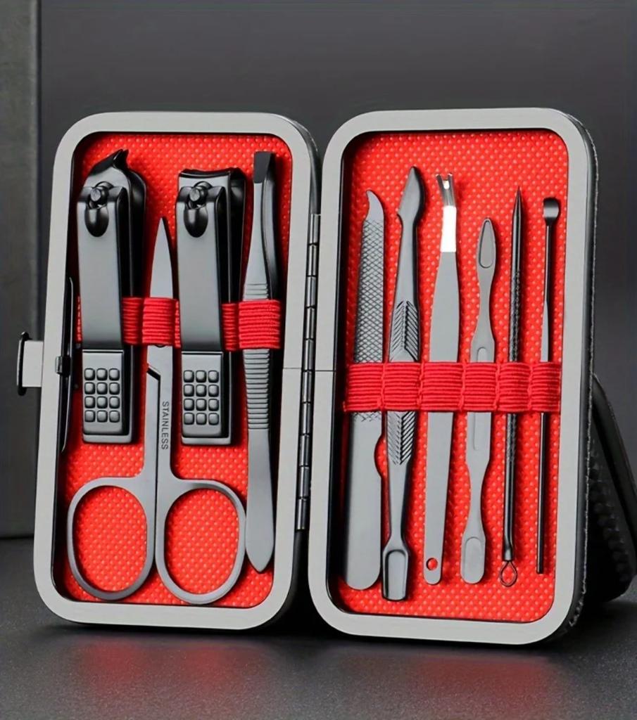 Полный набор для маникюра и педикюра для мужчин - Включает кусачки для ногтей, триммеры и прямую бритву - Идеальный подарок на все случаи жизни