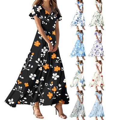 Платья для женщин, летние, повседневные, на пуговицах, с V-образным вырезом, с коротким рукавом, для работы, платья