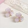 Sweet Romantic Gradient Cherry Blossom Pink Broken Diamond Crystal Three-petal Flower Stud Earrings for Women Piercing Jewelry