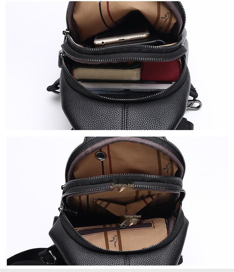 Men's Genuine Leather Crossbody Chest Bag - Trendy & Casual Small Backpack