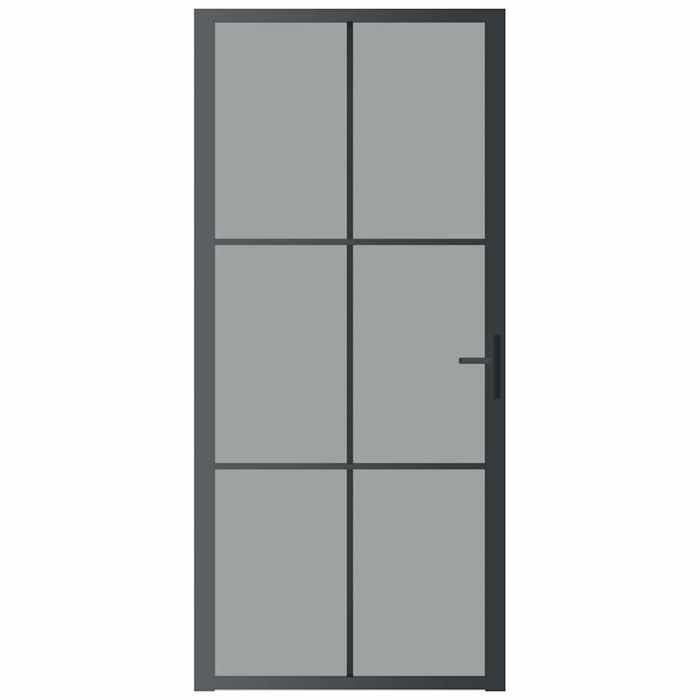 VidaXL Porte intérieure 93x201,5 cm Noir Verre ESG et aluminium 350566