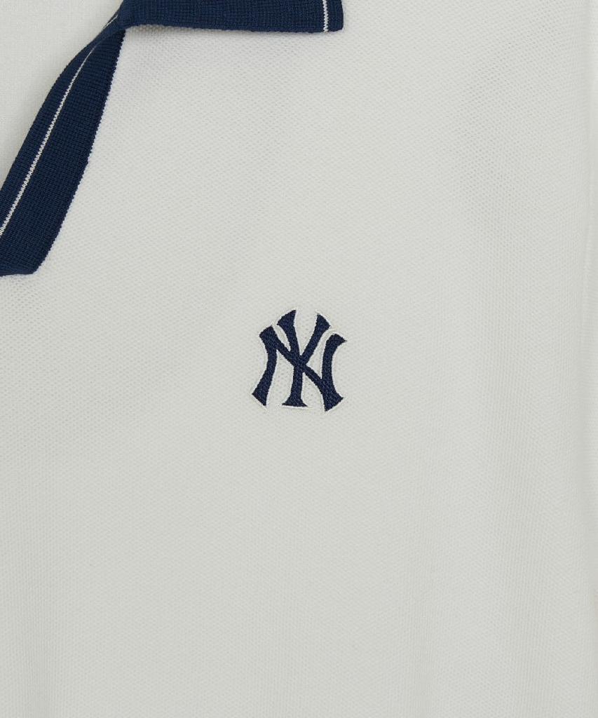 Emelbi Вязаный пуловер в стиле varsity с открытым воротником и коротким рукавом Ny (слоновая кость)