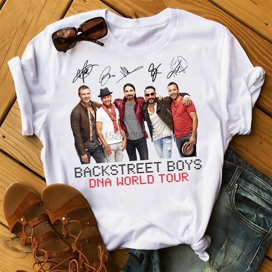 Летние футболки Backstreet Boys Рок-группа Короткий рукав Рок Женские Уличный тренд Поп Повседневные Харадзюку Графические Женские футболки