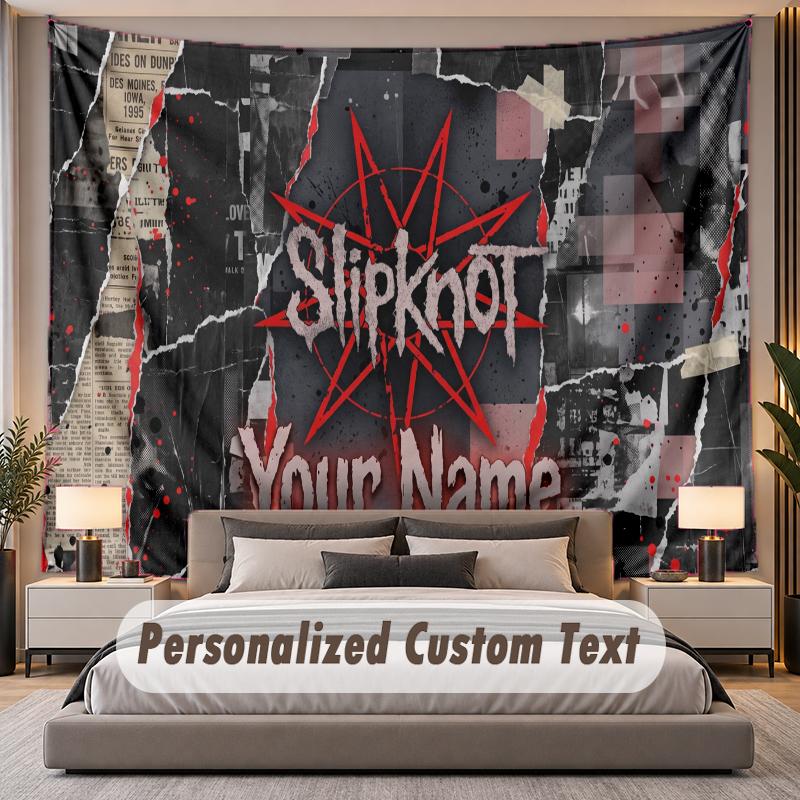 Custom Name Text Tapestry Slipknot Personalized Polyester Wall Tapestry For Bedroom And Room