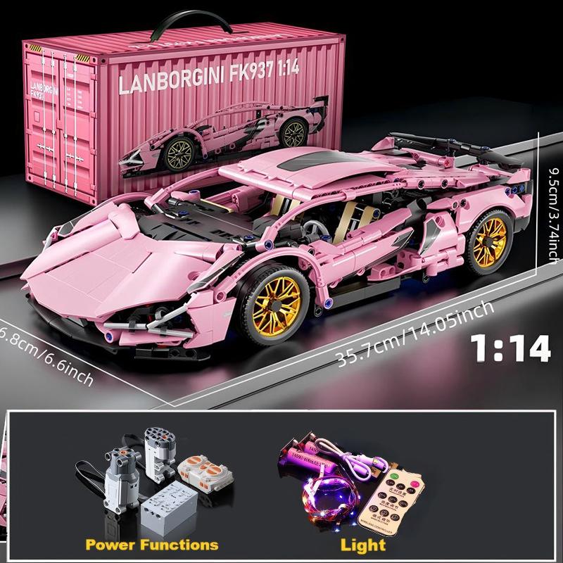 1:Строительные блоки «Супергоночный автомобиль» масштаба 1:14, Набор для сборки модели спортивного автомобиля DIY, Конструктор-игрушка, Подарок для мальчиков, детей в возрасте 8-12 лет 14
