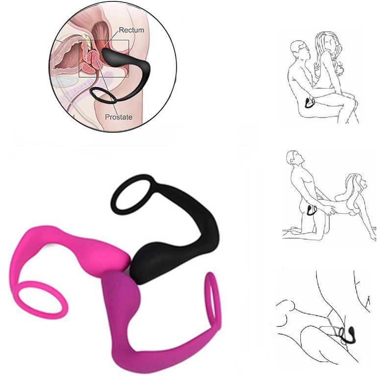Мужская силиконовая анальная игрушка – анальная пробка, кольцо для члена и массажер простаты, задний самостимулятор, товар для взрослых