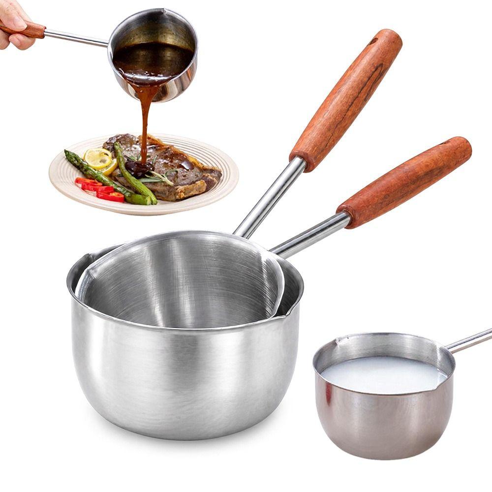 Stainless Steel Milk Pan Long-handled Oil Splashing Gadget  for Preventing Hot Oil From Scorching