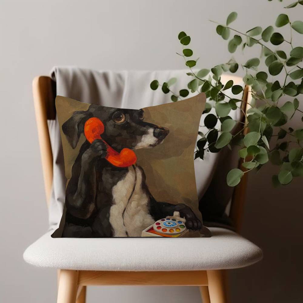 Забавная милая наволочка с изображением щенка, поедающего пиццу, в стиле кантри, для украшения дивана.