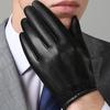 Genuine Leather Men Gloves Autumn Winter Plus Thin Velvet Male Leather Glove For Driving