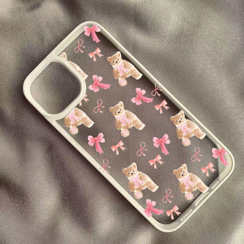 Pink Bow Bear Christmas Tree Phone Case for Samsung Galaxy S23 S22 S21 FE A56 A55 A54 S25 S24 Ultra A06 A16 A15 A35 A34 5G Cover