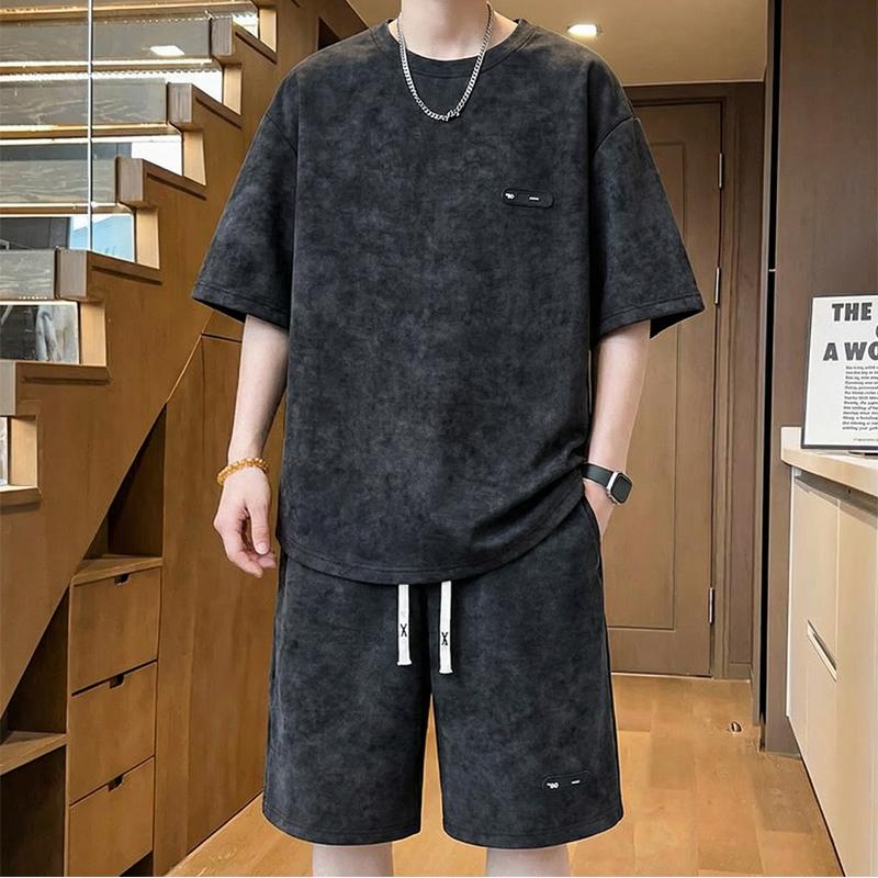Большой размер 4XL-10XL Летний Повседневный Комплект из 2 предметов Мужские Футболки с Коротким Рукавом Комплекты с Свободными Шортами