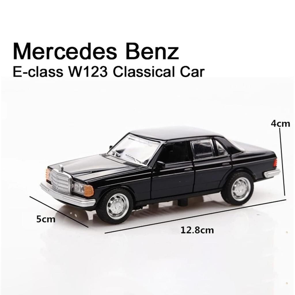 Масштаб 1/36 E-Class W123, черная классическая литая под давлением модель автомобиля, игрушечный автомобиль с открытыми задними дверями для детей, коллекция подарков для мальчиков и девочек