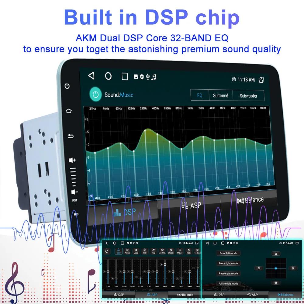 Reakosound 10,1-дюймовая автомобильная стереосистема Carplay, универсальная 2Din Android-радио, вращающийся на 360 градусов экран, мультимедийный проигрыватель, авторадио, аудио RDS DSP