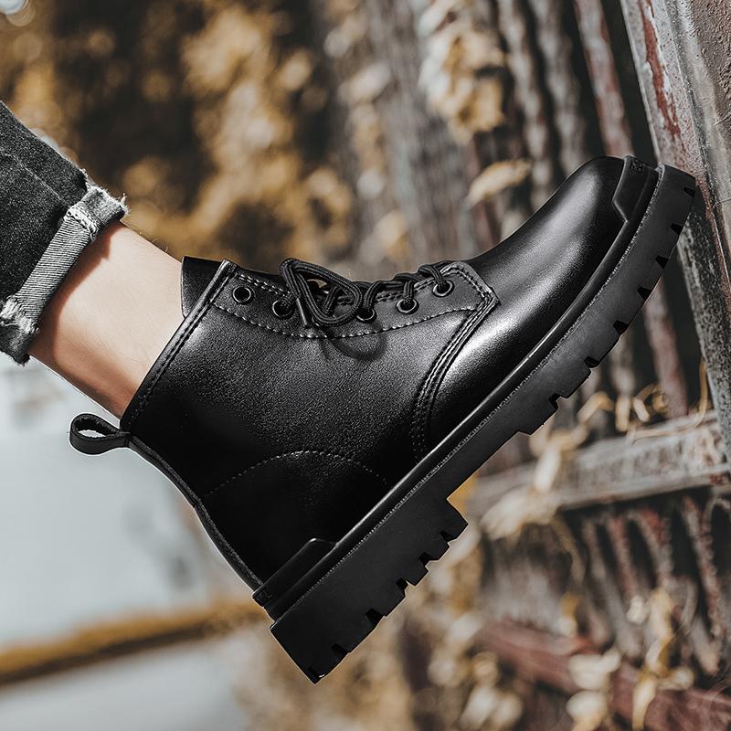 Ботильоны Мотоциклетные Ботинки Черные Мужские Повседневные Кожаные Ботинки Модные Мужские Рабочие Ботинки Мужская Обувь Нескользящие Дизайнерские Высокие