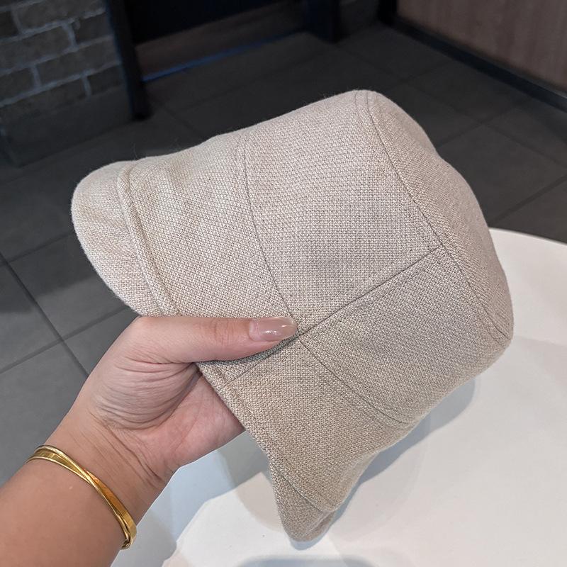 New retro simple bucket hat women's autumn and winter face small cotton and linen basin hat big head circumference versatile bucket hat