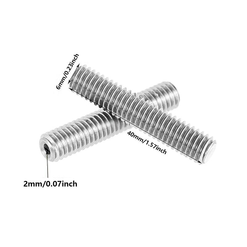 5pcs 3D Printer M6 30/40/50mm MK8 Thermal Broken Throat Stainless Steel for 1.75mm and 3.00mm Jacket Steel with PTFE Pipe