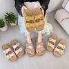 Cowhide Version~ Genuine Leather Thick-soled One-word Slippers for Women's Summer New Beach Cool Slippers for Women's Fashion
