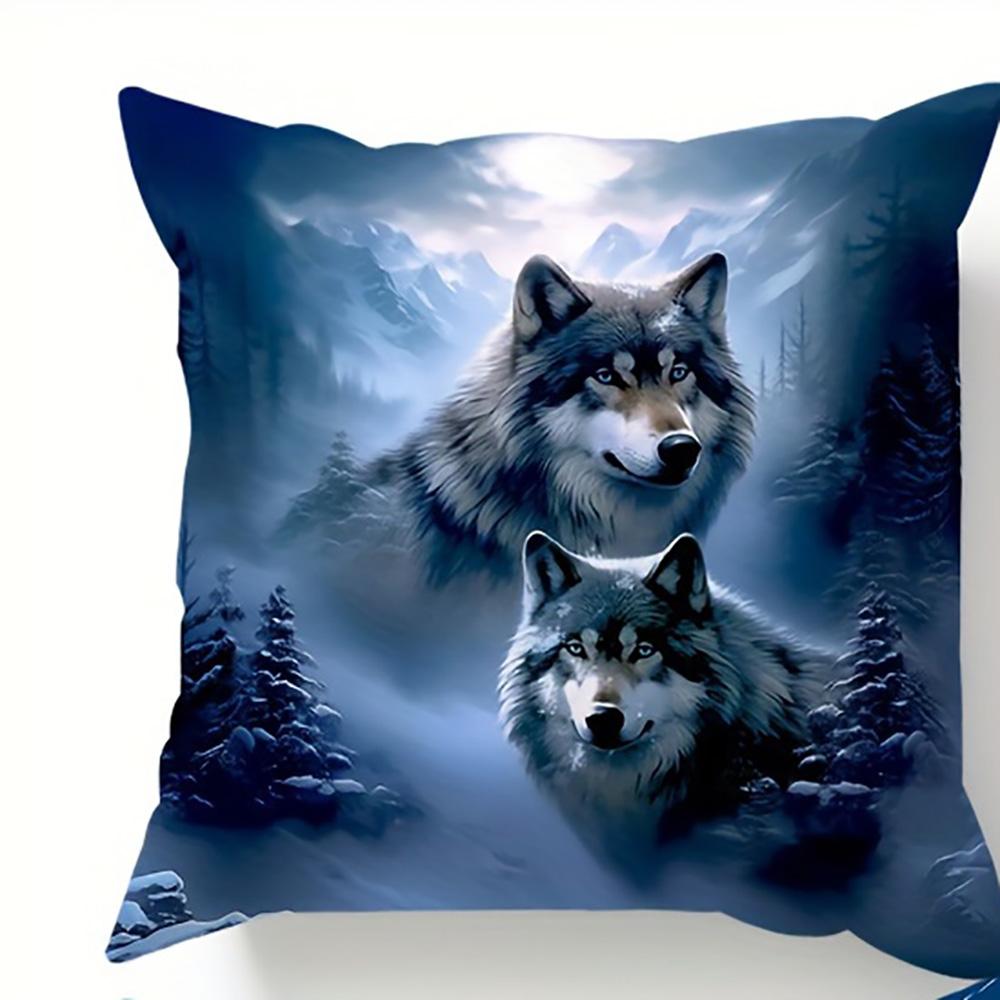 1/4Pcs Wolf Patterned Pillowcases For Cozy Nights Sofa Cushion Cover Home Bedroom Room Decoration