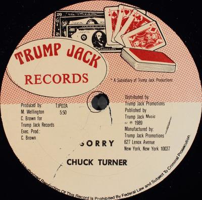 12-дюймовая пластинка CHUCK TURNER Sorry TJP05 Trump Jack Reco 1989 США Регги Ска Даб Б/у