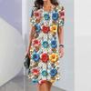 New Women's Dresses Flower Printed Summer Vacation Elegant Dress Feamle Short Sleeve Dresses Fashion Oversized Clothes