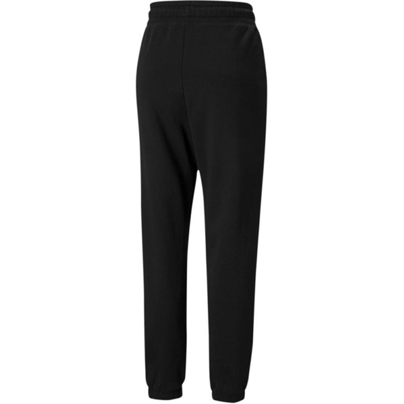 Puma Зимние спортивные штаны с принтом логотипа, свободный крой, завязка на шнурок, средняя посадка, манжеты, трикотажные спортивные штаны для женщин, черные 848248-01