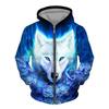 Men Zipper Hoodie Wolf 3D Printed Zipper Hoodie Men's Pullover Fashion Casual Sweater Street Harajuku Clothing Spring and Autumn