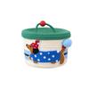Round Hand Gift Box Dachshund Pattern Hand Woven Basket  Miscellaneous Storage