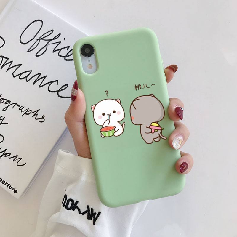 FHNBLJ Mochi Peach Goma Cat Чехол для телефона Мягкий однотонный чехол для iPhone 11 12 13 mini pro XS MAX 8 7 6 6S Plus X XR