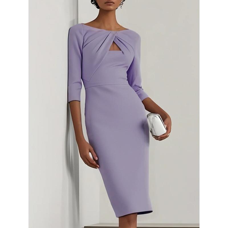 GMXIA Women's Fashion Summer Spring 3/4 Sleeves Solid Color Print Casual Dresses
