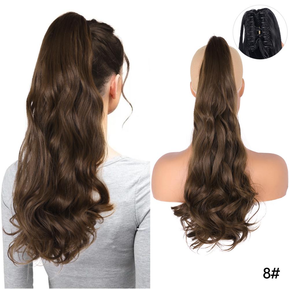 22" Ponytail Extension Claw Long Thick Wavy Curly Jaw Clip In Fake Pony Tails Soft Natural Looking Synthetic Hairpiece For Women
