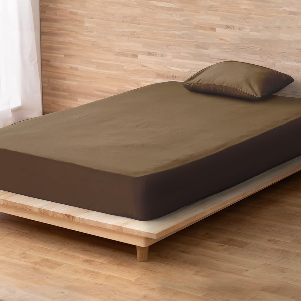 IRIS OHYAMA Cotton Satin Fitted Double Smooth To the Prevents Fabric from Shrinking or For Homes with Babies and Low Comfortable All Machine Easy To