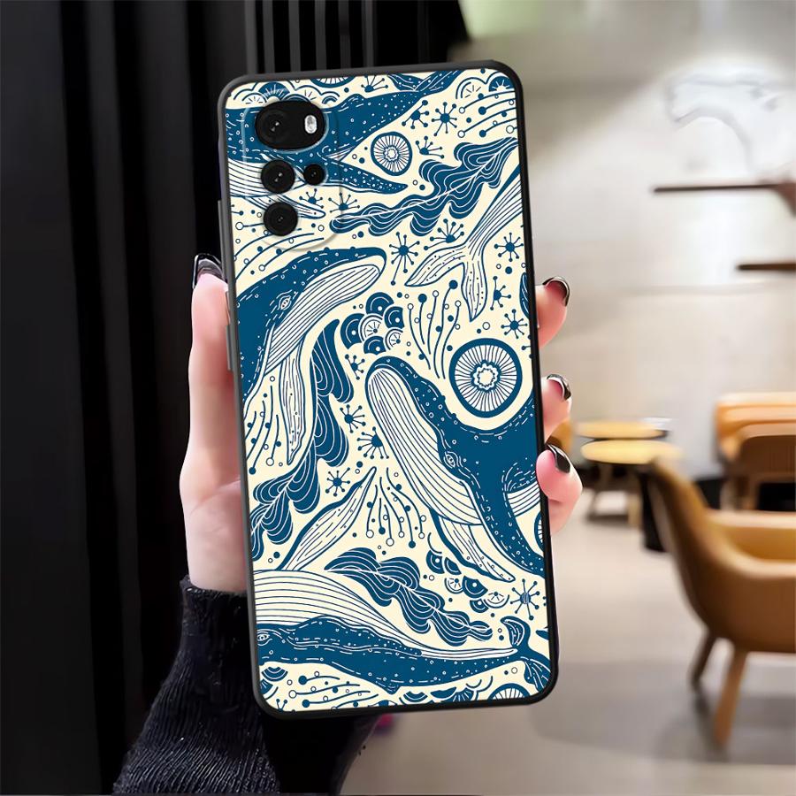 Чехол для Motorola Moto G71 G51 G73 G50 G52 G53 G30 G32 Edge 20 Pro 30 Lite G60s G22 Edge40 Чехол для телефона Дизайн с акулой и китом в океане