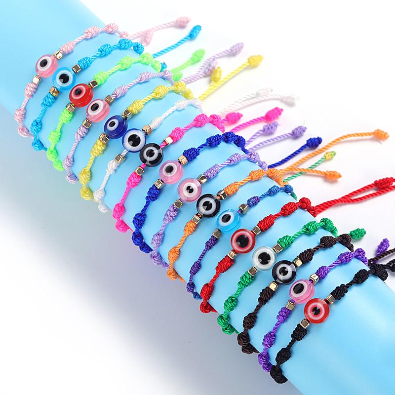 Винтажный богемный стиль стеклянная эмаль сглаза плетеная веревка дружба регулируемый браслет для женщин мужчин детей ювелирные изделия подарок на вечеринку