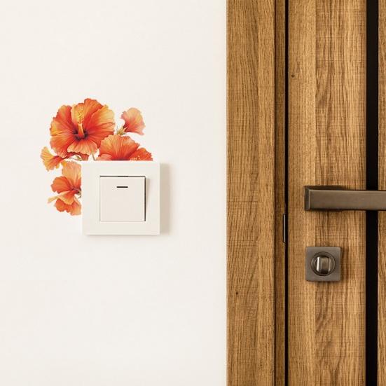 Наклейка на переключатель с цветочным принтом, водостойкая самоклеющаяся ПВХ-клейка и наклейка для гостиной, спальни, детской комнаты, настенный переключатель, украшение, наклейка