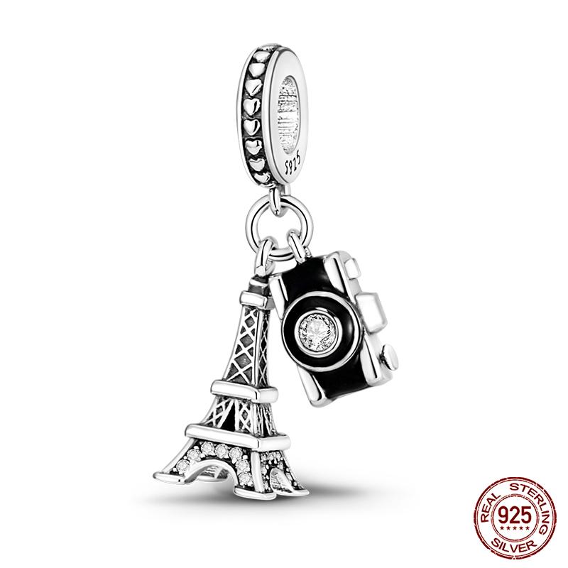 925 Silver Famous Attractions Eiffel Tower Church Luminous Charms Pendants Fit Qikaola Original Bracelets DIY Jewelry