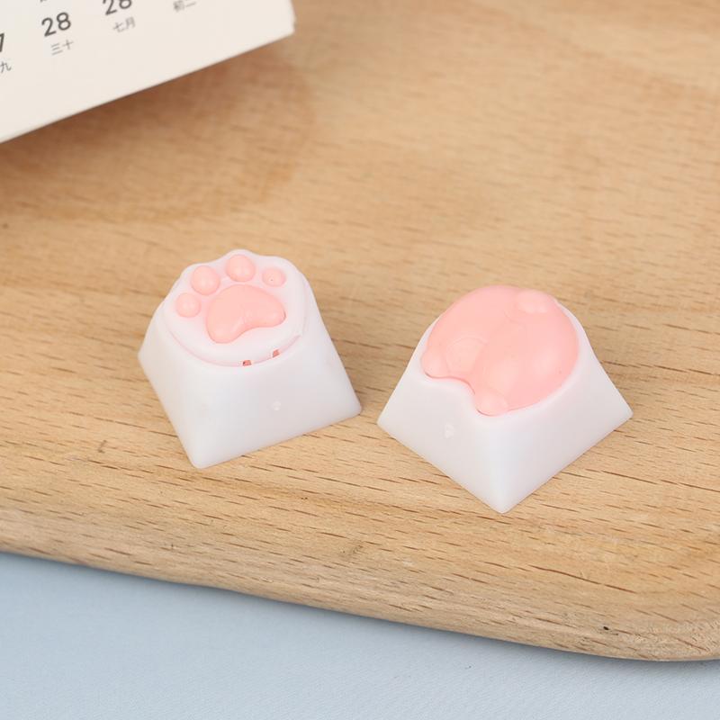 Cute Cat Paw Keycaps For Mechanical Keyboard Cherry Mx Switch Diy Custom Key Cap Soft Silicone Keycup Artisan Pink Color