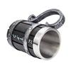 Nordic Viking Rune Mug Tankard Stainless Steel Wooden Resin 3D Norse Decor Coffee Cool Gothic Beer Tankard Stein Cup Mugs 600ml