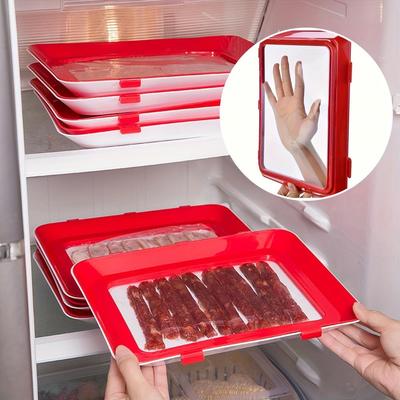 Прочные многоразовые подносы для хранения продуктов питания - Пластиковые поддоны для организации кухни и использования в ресторане - Заменяемые контейнеры для хранения в холодильнике, без батареек