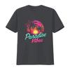 Retro 80s Neon Tropical Paradise Vibes Palm Tree Sunset Print Casual T Shirt Vintage Washed Stylish Fashion Breathable Unisex