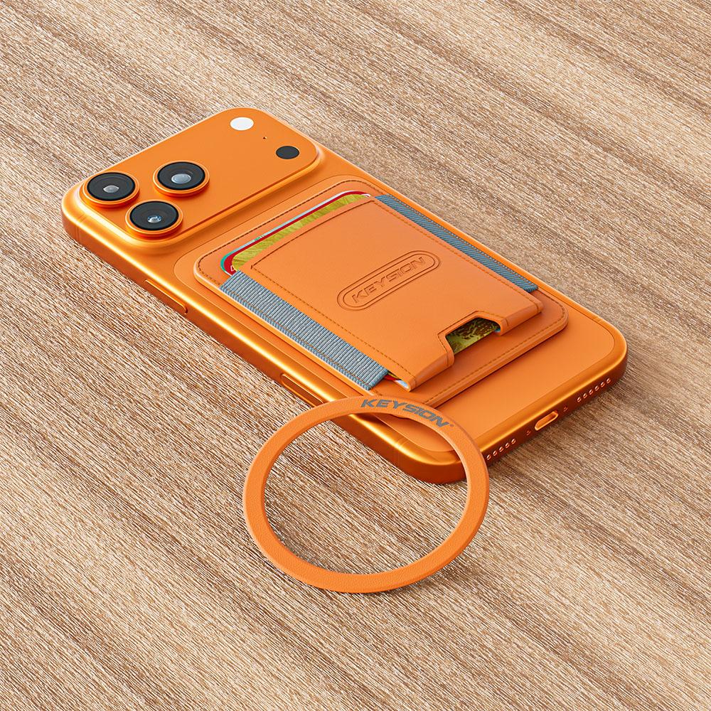 KEYSION Магнитный чехол-держатель для карт MagSafe для iPhone 17 16 15 Pro Max Samsung Huawei Эластичный кошелек-сумка из ПУ кожи Чехол для телефона