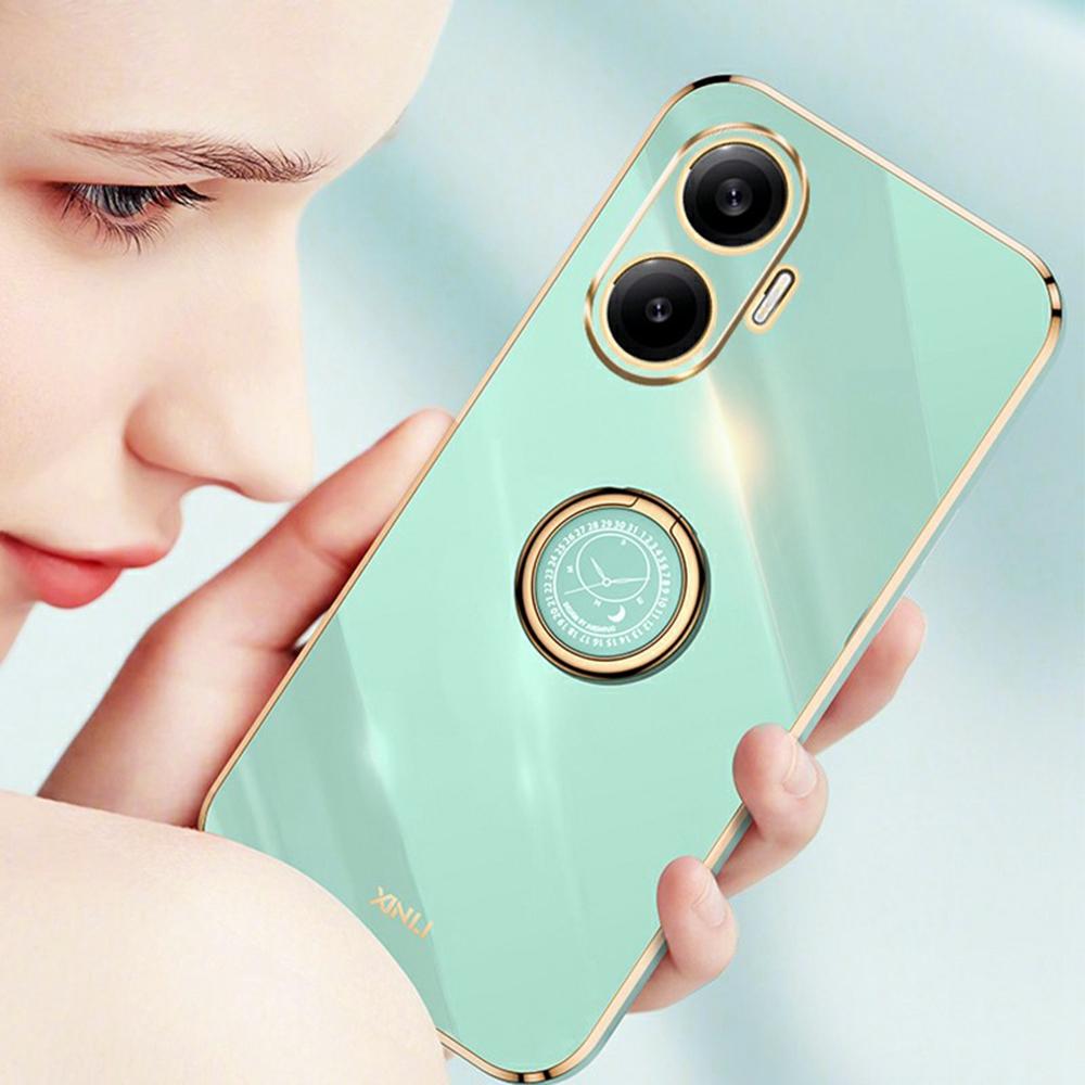 XINLI For Xiaomi Poco F7 5G/Redmi Turbo 4 Pro 5G Case Ring Kickstand Electroplating TPU Phone Cover