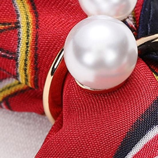 Faux Pearl Neckerchief Ring, Women Metal Scarf Holder, Elegant Silk Scarf Ring Clip, Fashion Clothes Ring Wrap Holder for Shirts T-Shirts Shawl