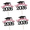 Принадлежности для выпускного 2026 года 4 шт. Топперы для торта Из бумажных материалов Дизайн Бумага Вставки для выпускного торта