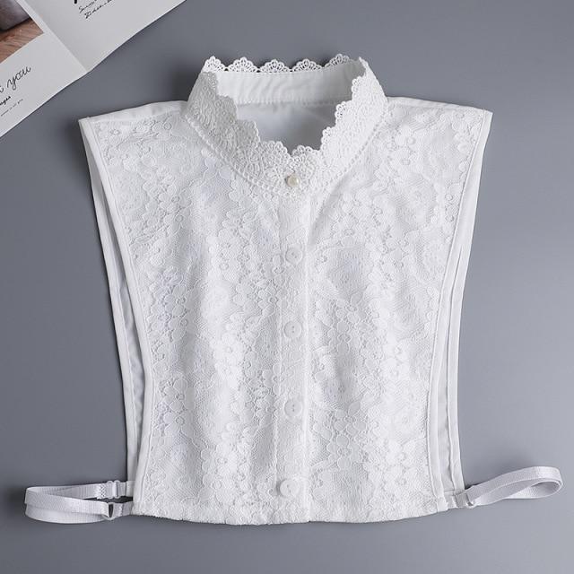 Hollow Lace Chiffon Doll Cotton Fake Collar Blouse Sweater Detachable Shirt Collar False Collar Lapel Women Top Collars Decor