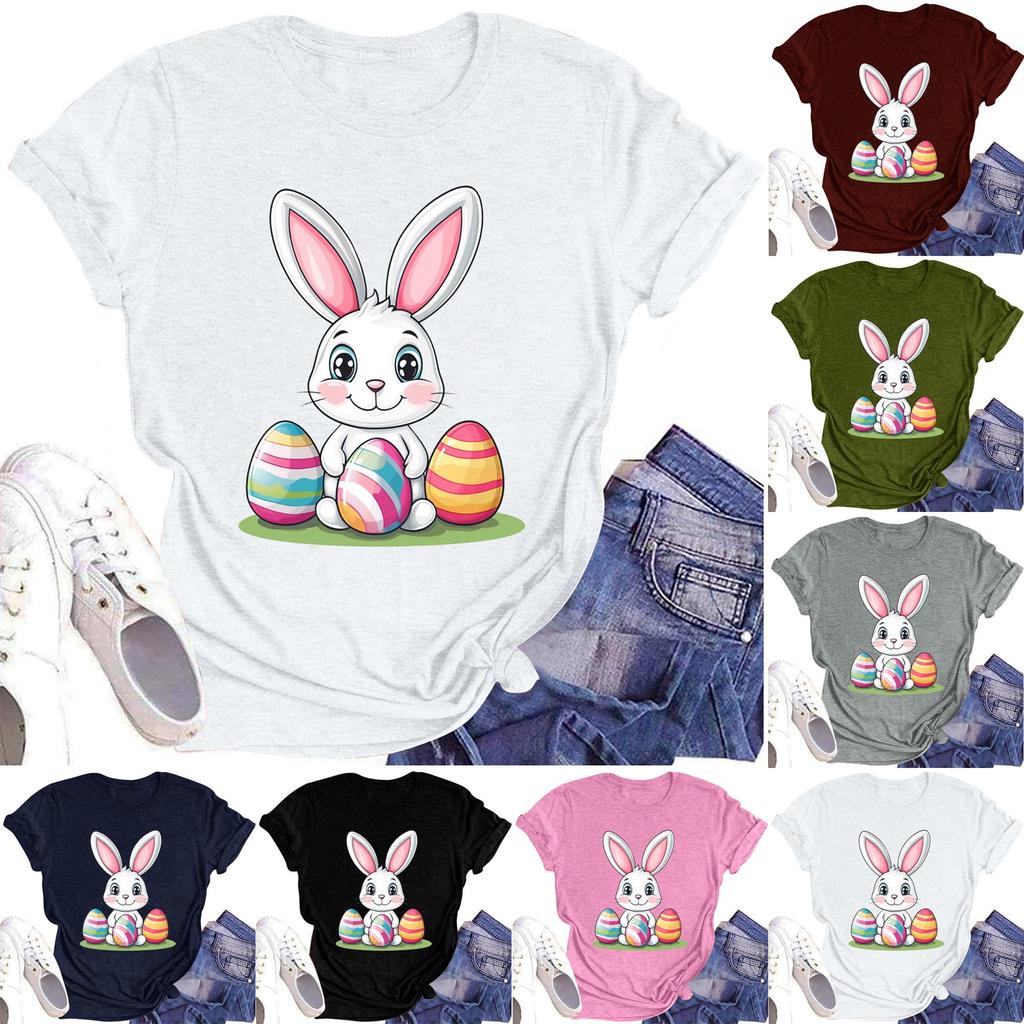 Women's Printed Round Neck Short-sleeved T-shirt Top