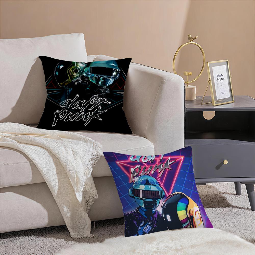 DDaft PPunk Band Cushion Cover Throw Pillow Cover Hidden Button Durable Polyester Chair Cushion