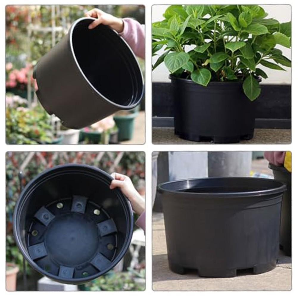 Large Round Outdoor Plant Nursery Pot with Drainage Holes 30cm 34cm Black