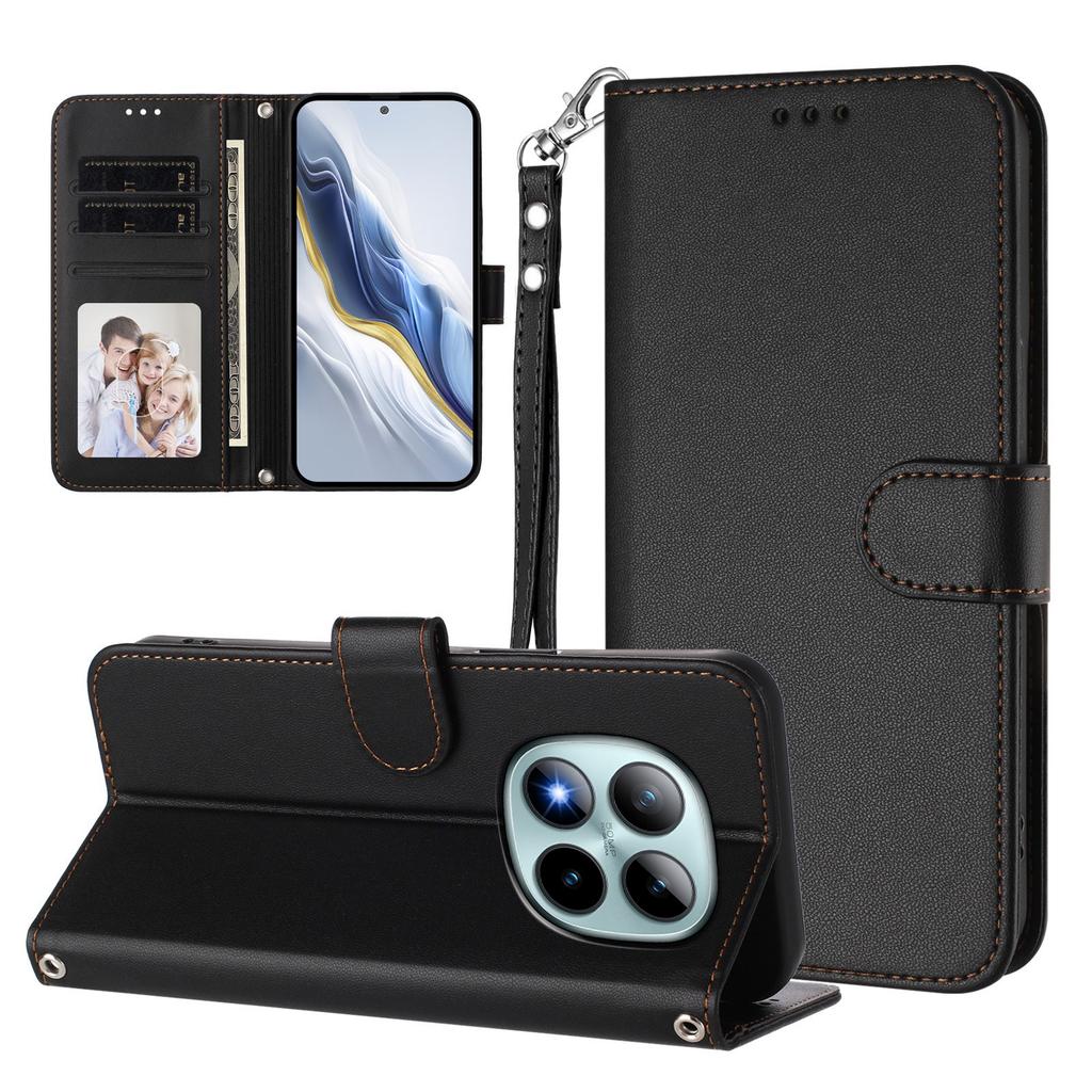 For Xiaomi Redmi Note 15 Pro+ 5G Leather Case Wallet Stand Phone Cover with Wrist Strap