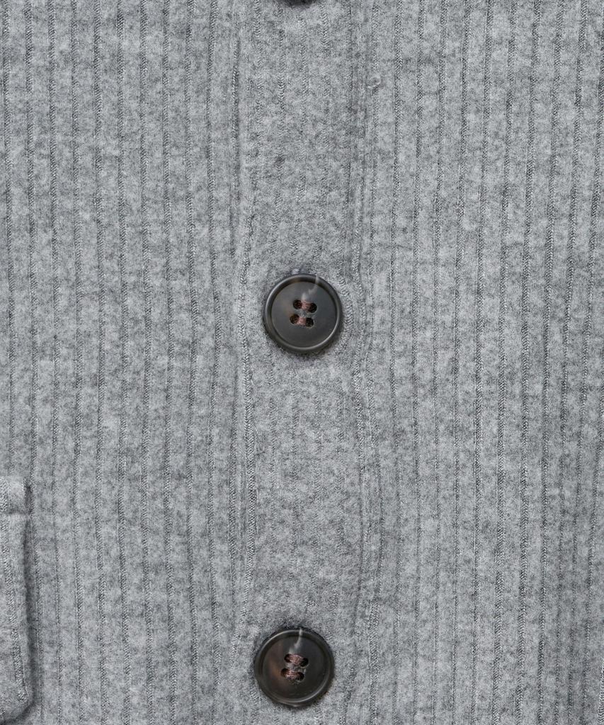 NOIRER Ribbed Henley Neck Long Sleeve T-Shirt (Gray)