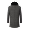 Men Wool Coat Autumn Cashmere Overcoat Thick Warm Winter Woolen Coats Mens Pea Coat Real Rabbit Fur